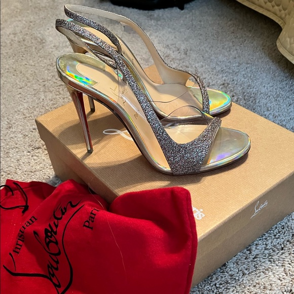 Christian Louboutin Shoes - louboutin gold glitter/pvc slingbacks